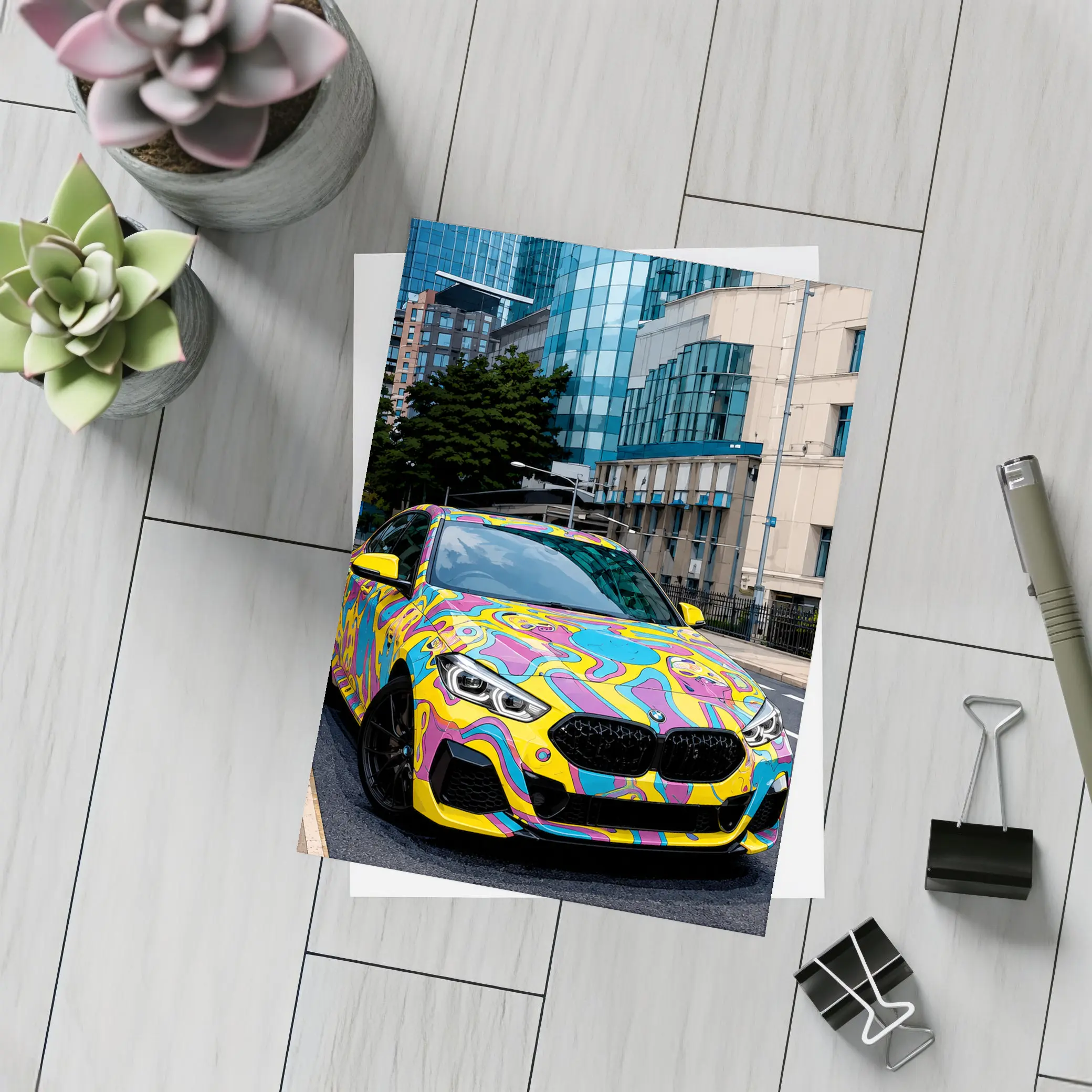 BMW 2 Series Psychedelic Art Wrap City – Postcards