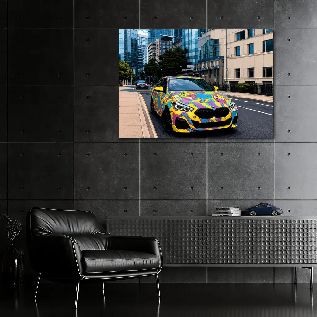 BMW 2 Series Psychedelic Art Wrap City – Wall Art