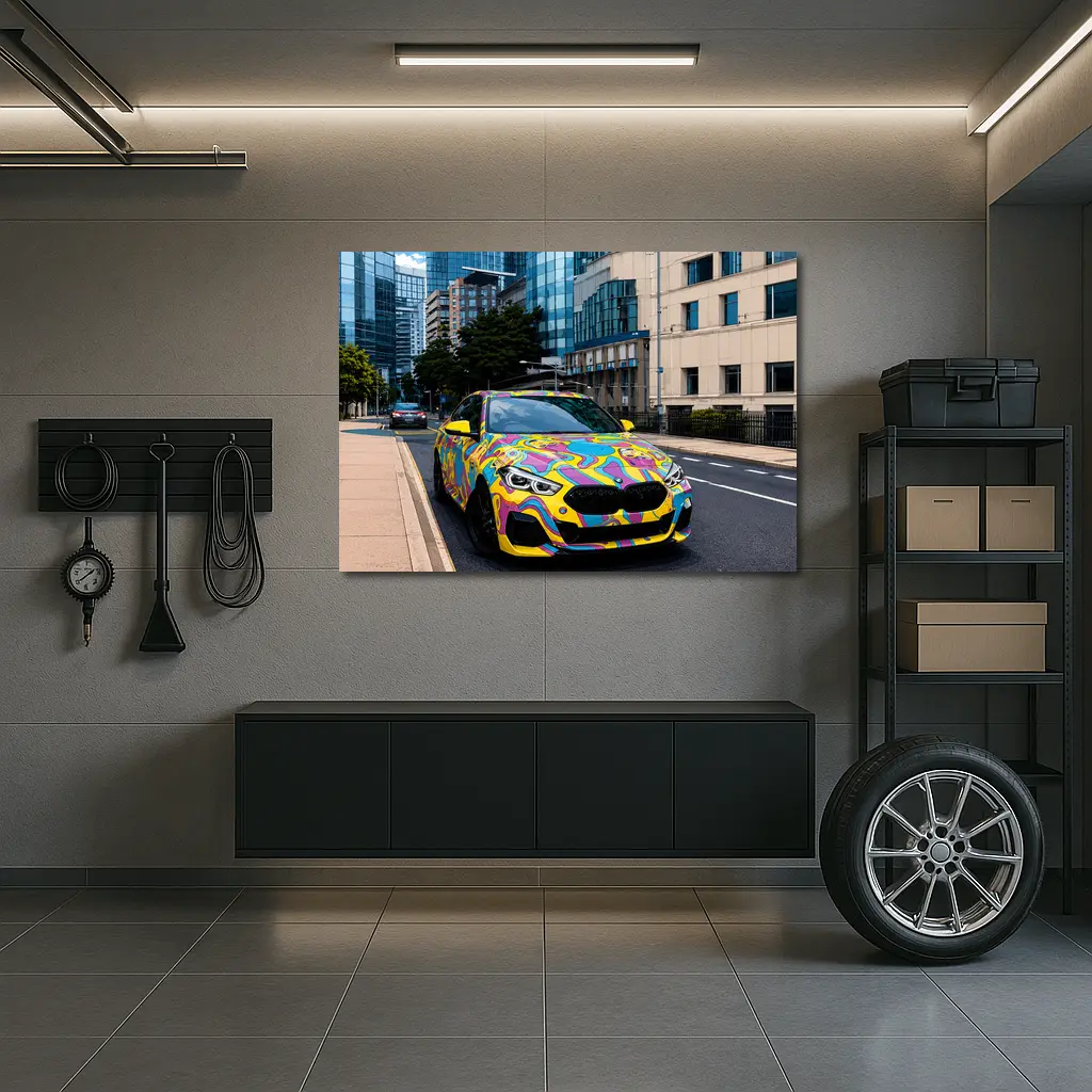 BMW 2 Series Psychedelic Art Wrap City – Wall Art
