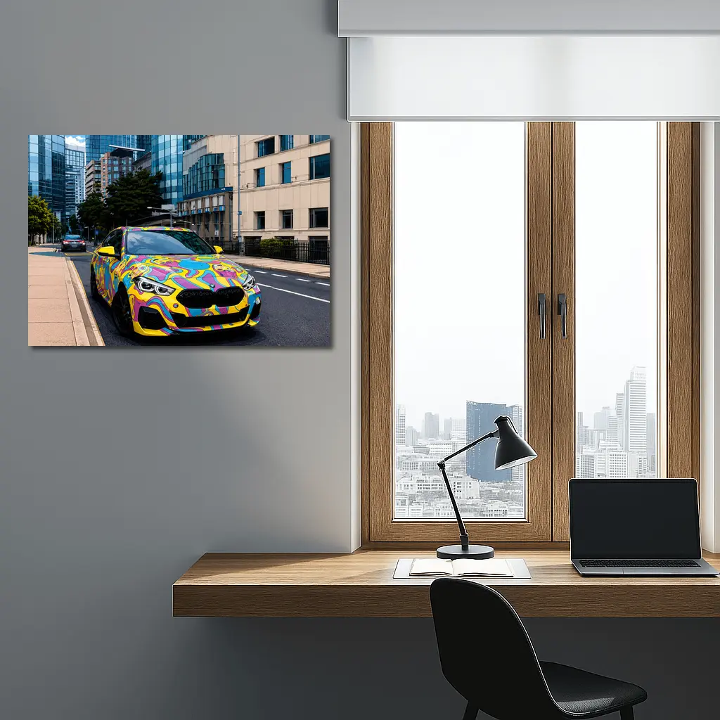 BMW 2 Series Psychedelic Art Wrap City – Wall Art