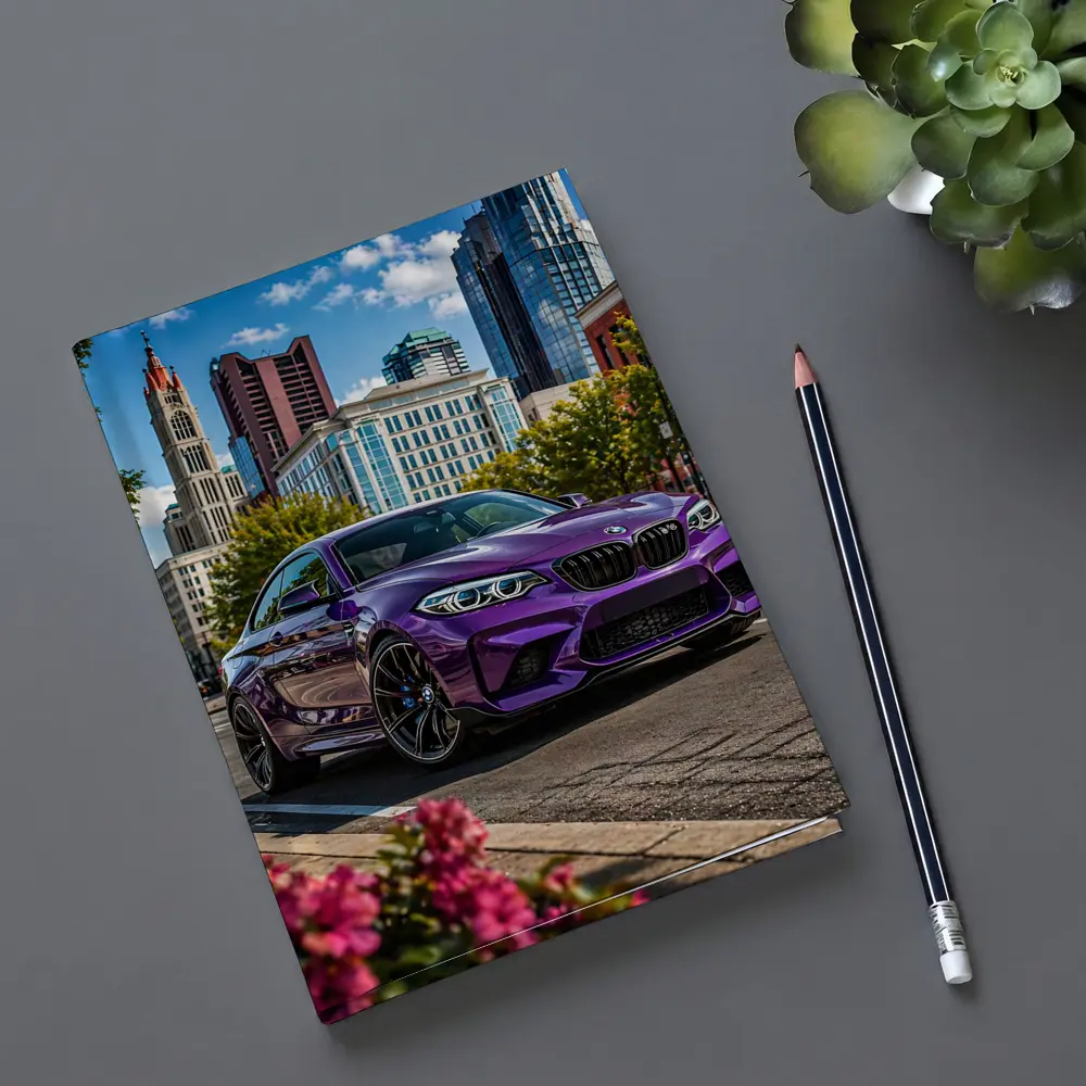 Purple BMW M2 City Street Urban Background – Notebooks