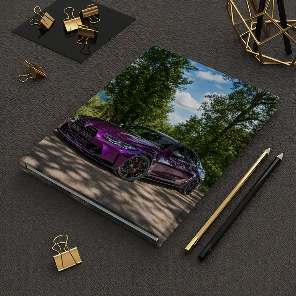 Purple BMW M3 Competition Sedan Forest Road – Notebooks