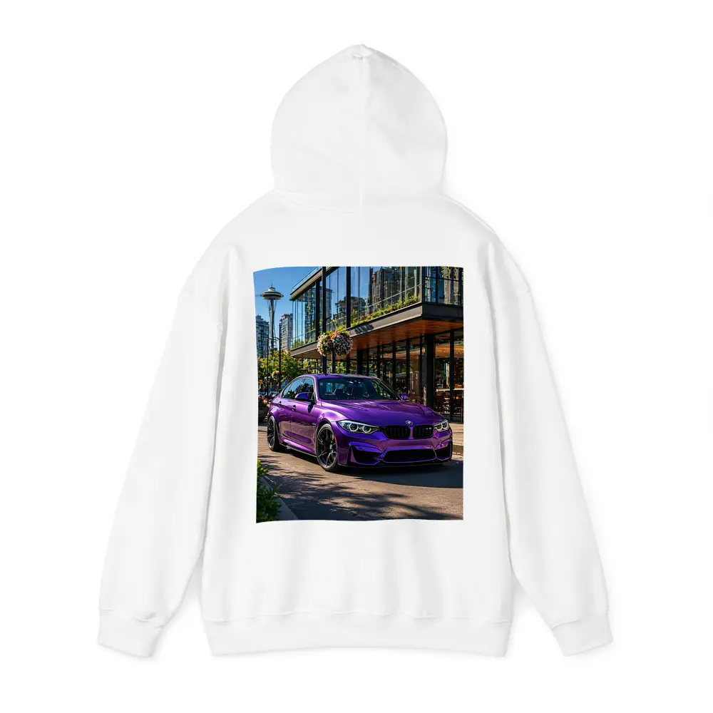 Purple BMW M3 Parked in Seattle City – Hoodies