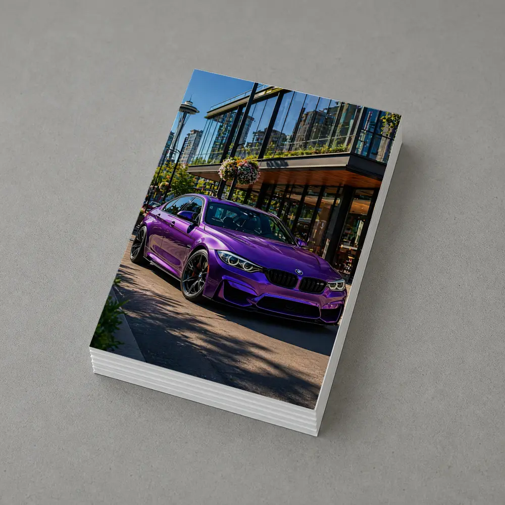Purple BMW M3 Parked in Seattle City – Postcards