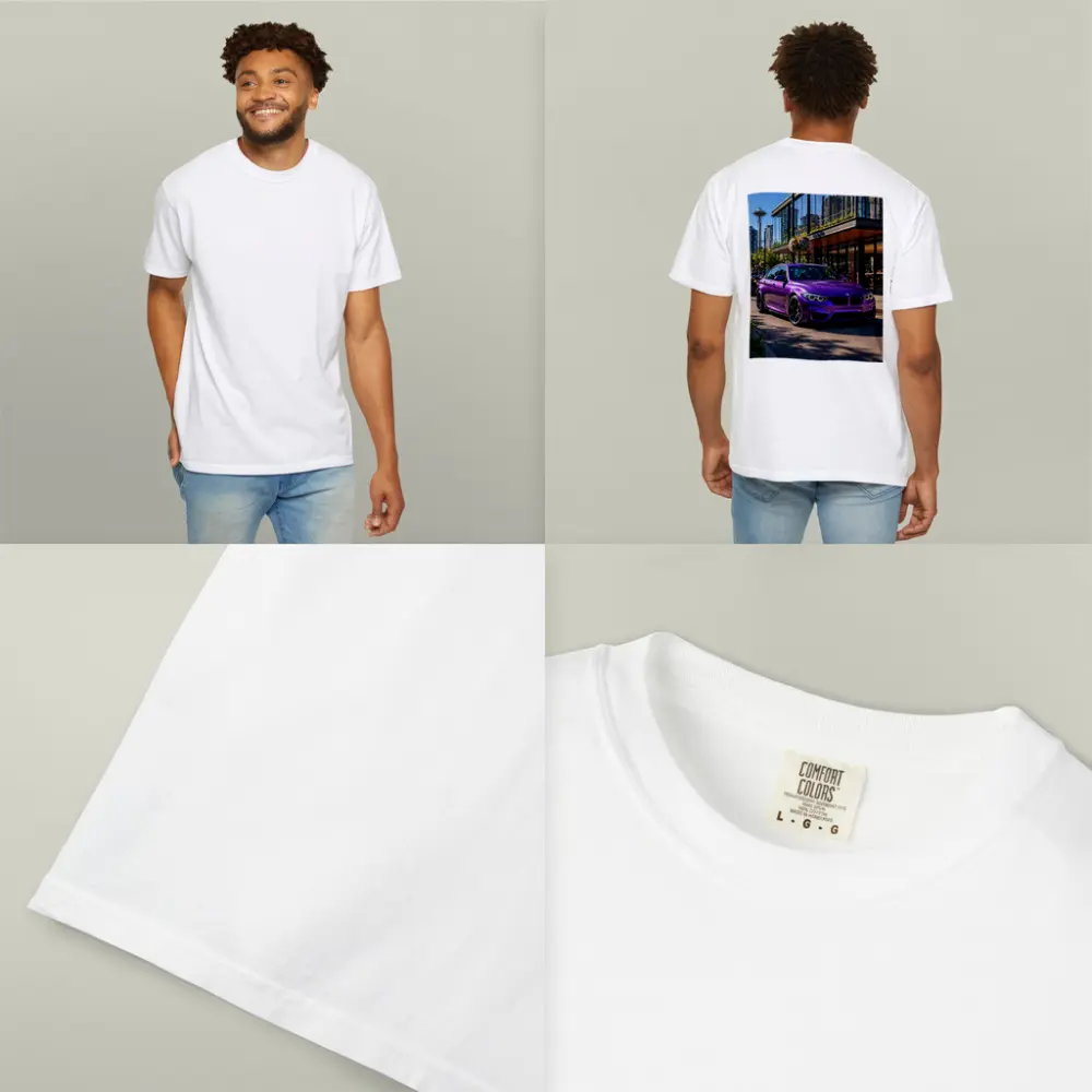 Purple BMW M3 Parked in Seattle City – T-Shirts