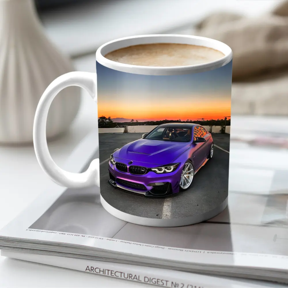 Purple BMW M4 at Sunset Sky – Mugs