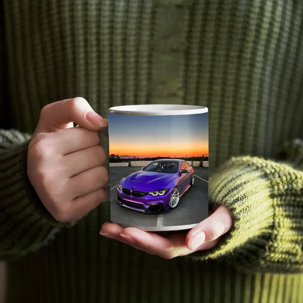 Purple BMW M4 at Sunset Sky – Mugs