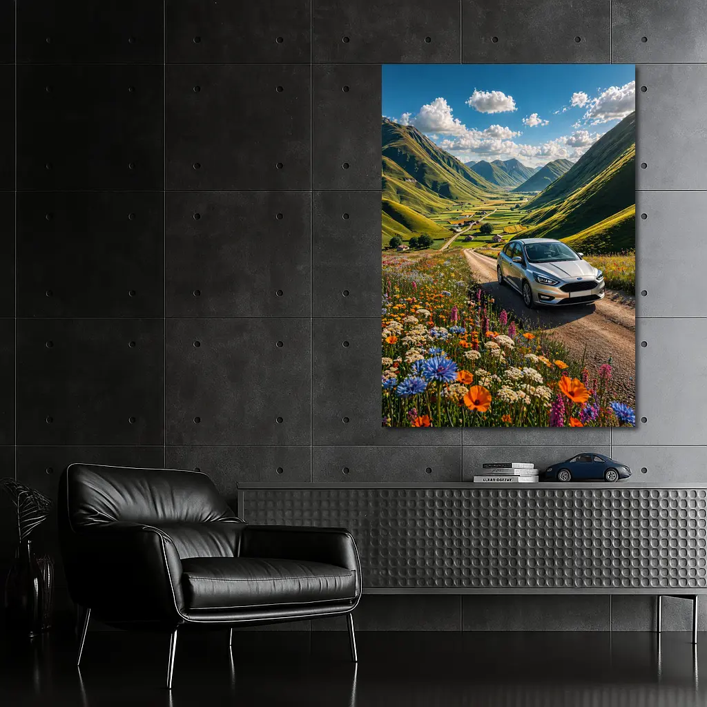 Purple BMW M4 at Sunset Sky – Wall Art