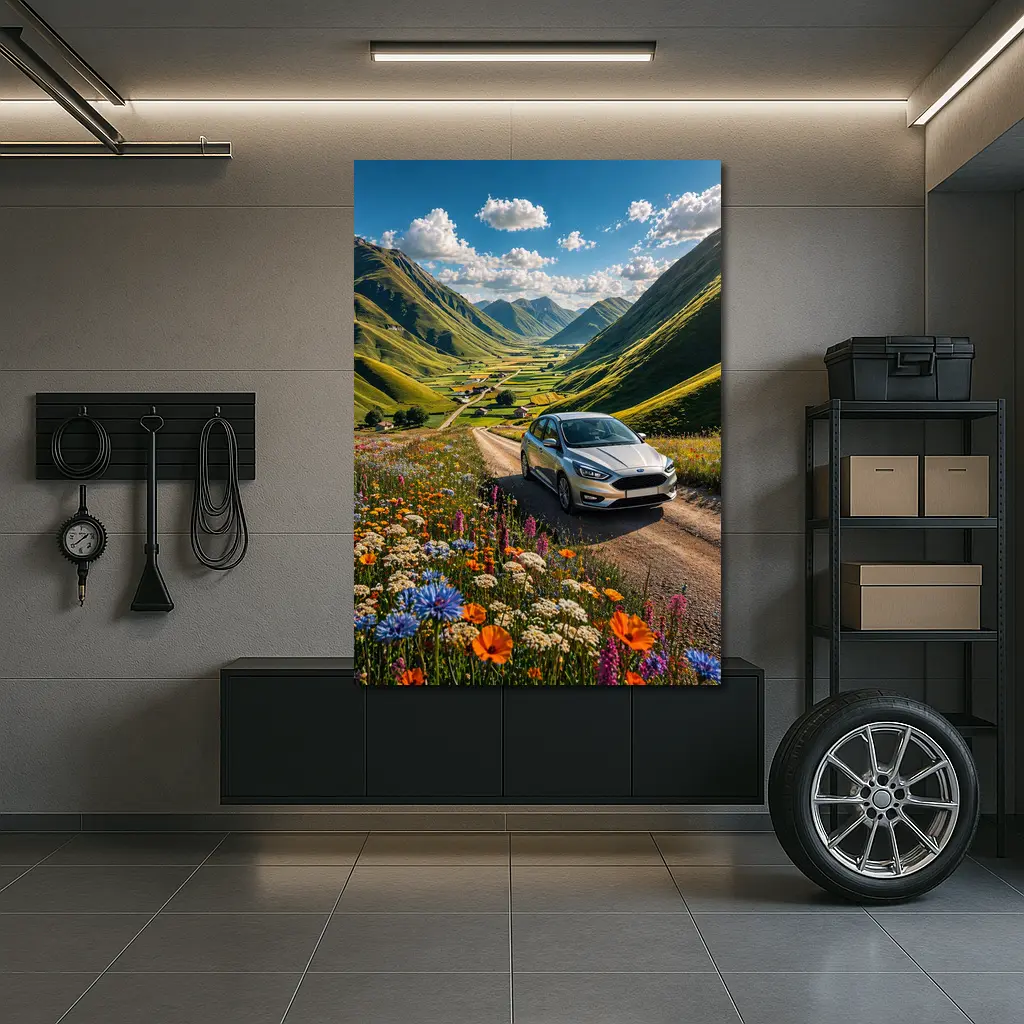 Purple BMW M4 at Sunset Sky – Wall Art