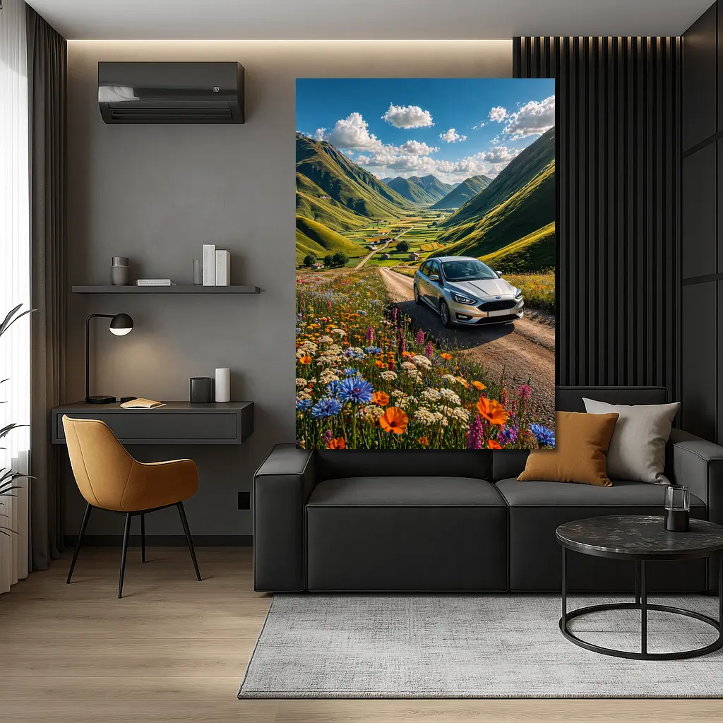 Purple BMW M4 at Sunset Sky – Wall Art