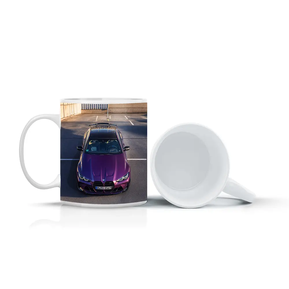 Purple BMW M4 Competition Overhead Parking Lot – Mugs