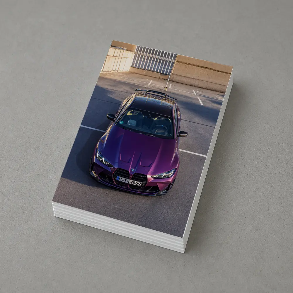 Purple BMW M4 Competition Overhead Parking Lot – Postcards