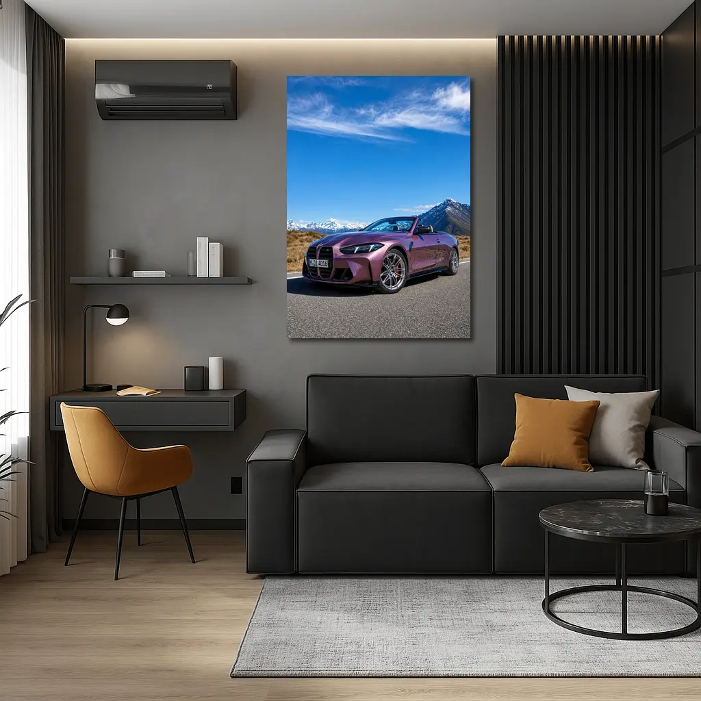 BMW M4 Convertible Purple Mountain Road – Wall Art