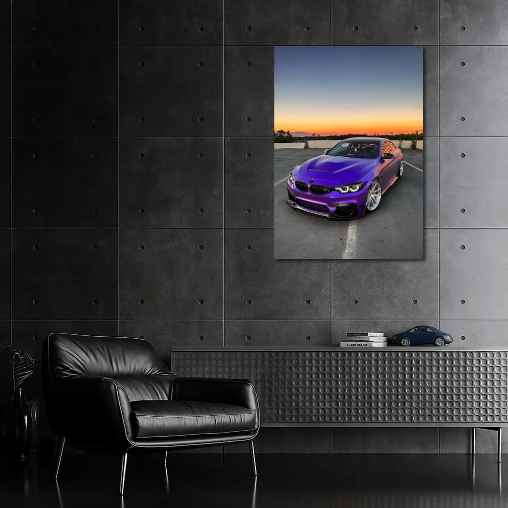 Purple BMW M4 Coupe Sunset Sky – Wall Art