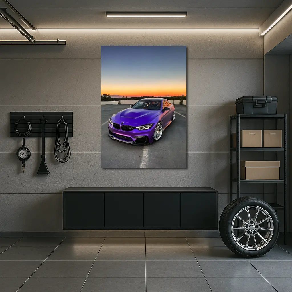Purple BMW M4 Coupe Sunset Sky – Wall Art