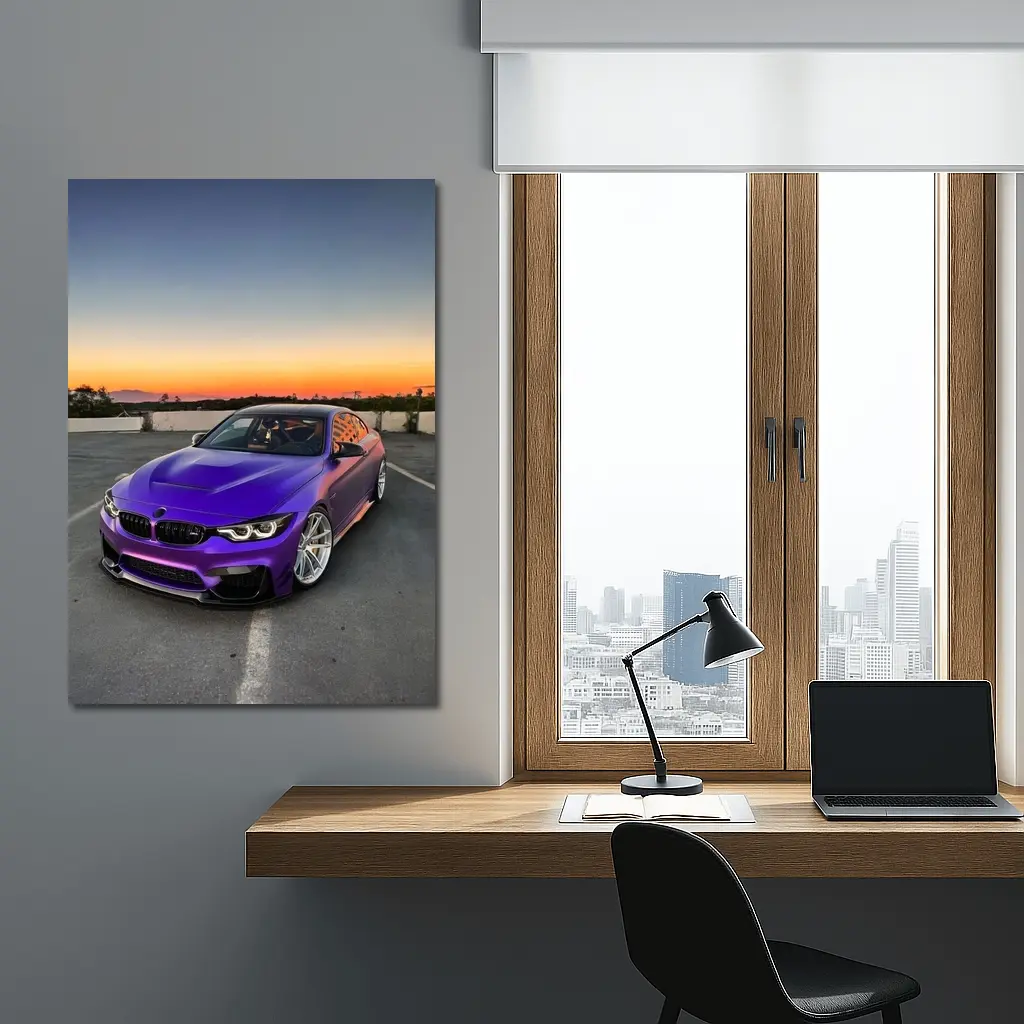 Purple BMW M4 Coupe Sunset Sky – Wall Art