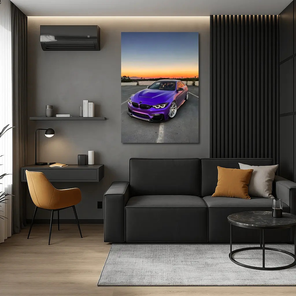Purple BMW M4 Coupe Sunset Sky – Wall Art