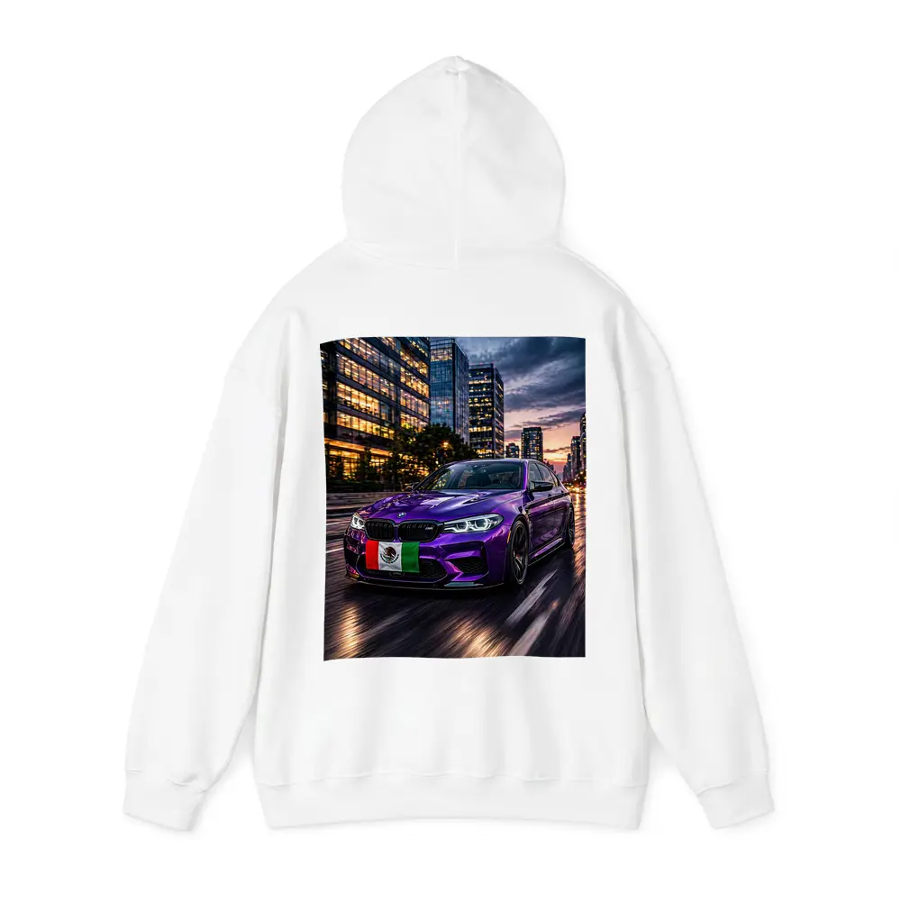 Purple BMW M5 Mexican Flag City Night – Hoodies