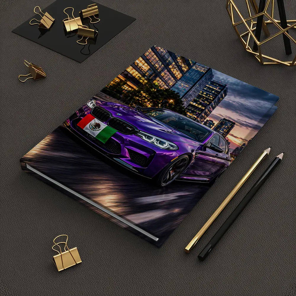 Purple BMW M5 Mexican Flag City Night – Notebooks