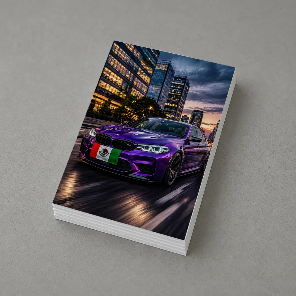 Purple BMW M5 Mexican Flag City Night – Postcards
