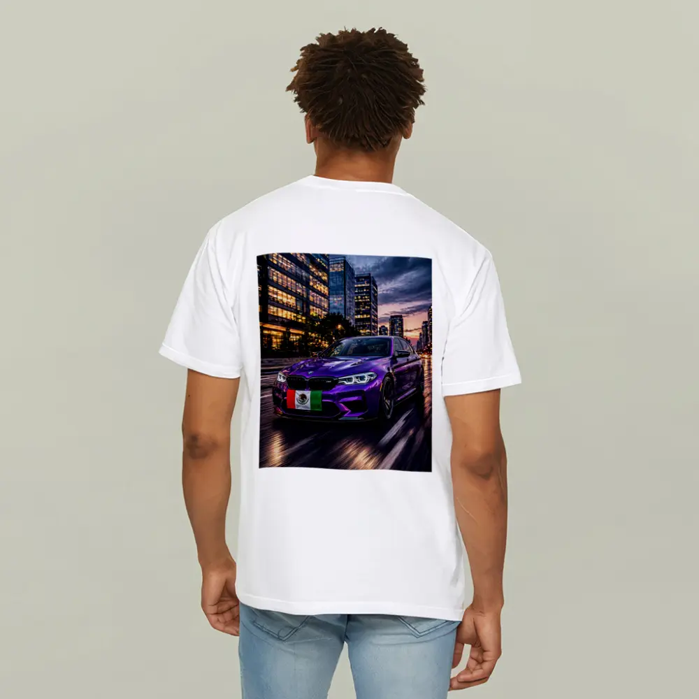Purple BMW M5 Mexican Flag City Night – T-Shirts