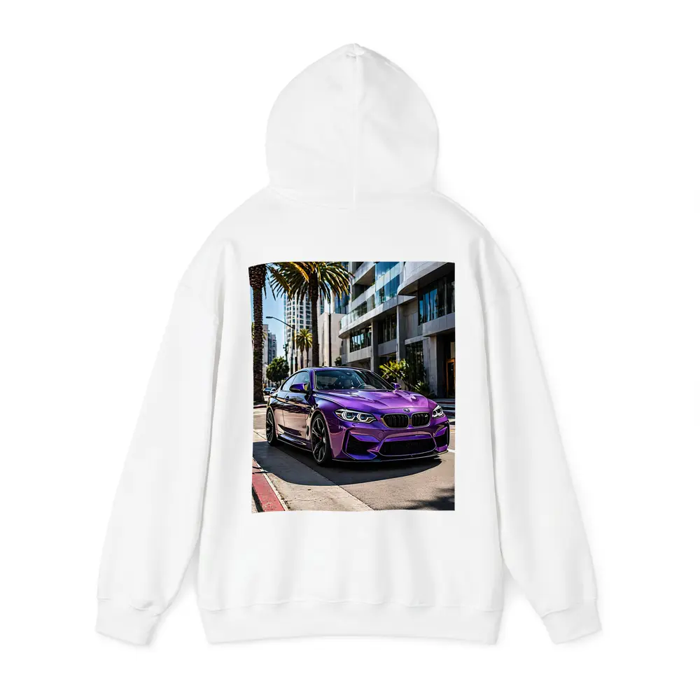 Purple BMW M2 Parked on City Street – Hoodies