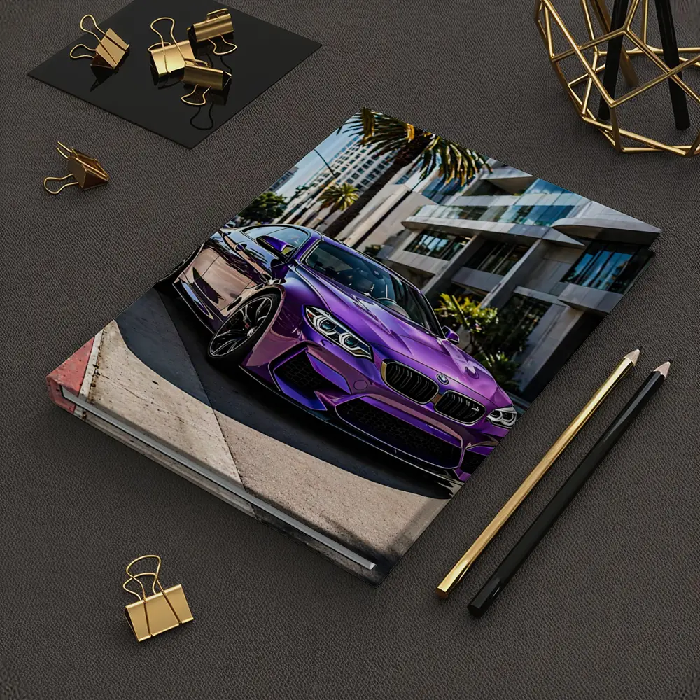 Purple BMW M2 Parked on City Street – Notebooks