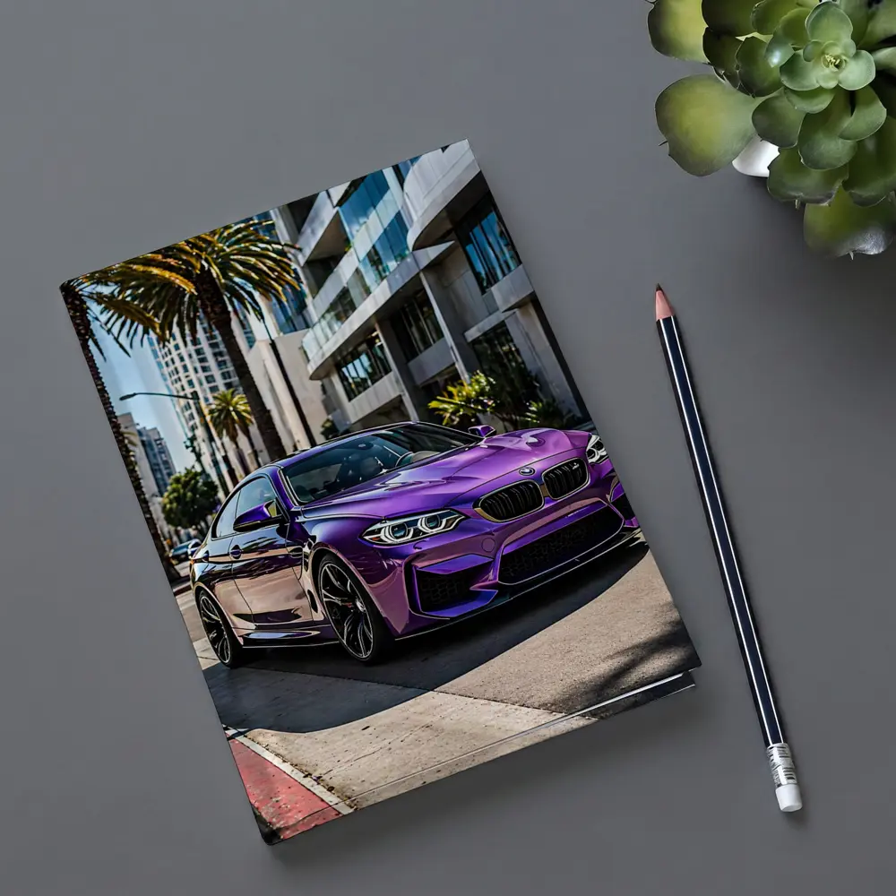 Purple BMW M2 Parked on City Street – Notebooks