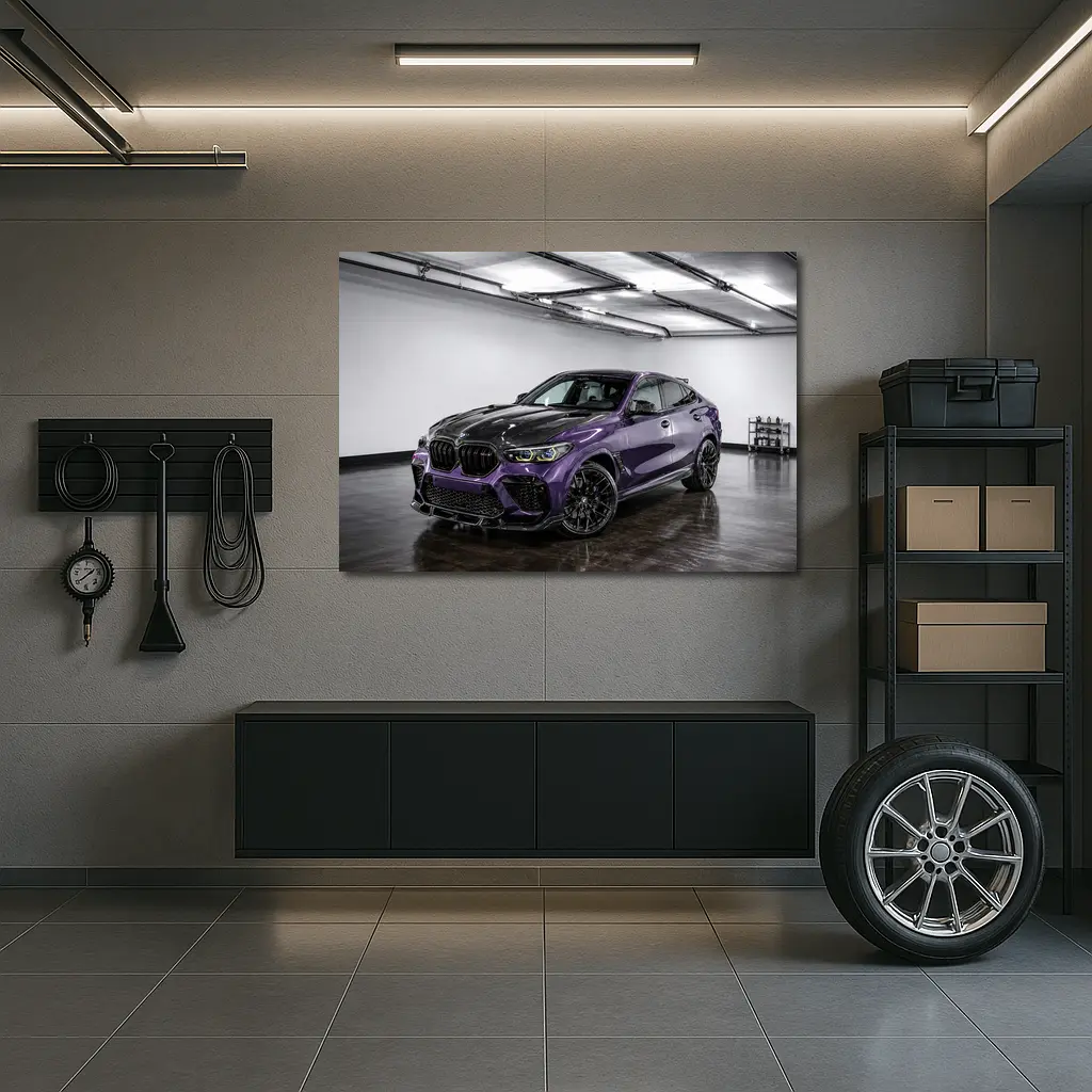 BMW X6 M Purple Carbon Body Indoor Garage – Wall Art