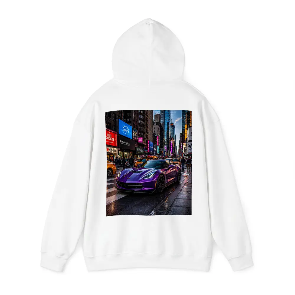 Purple Chevrolet Corvette Times Square New York – Hoodies