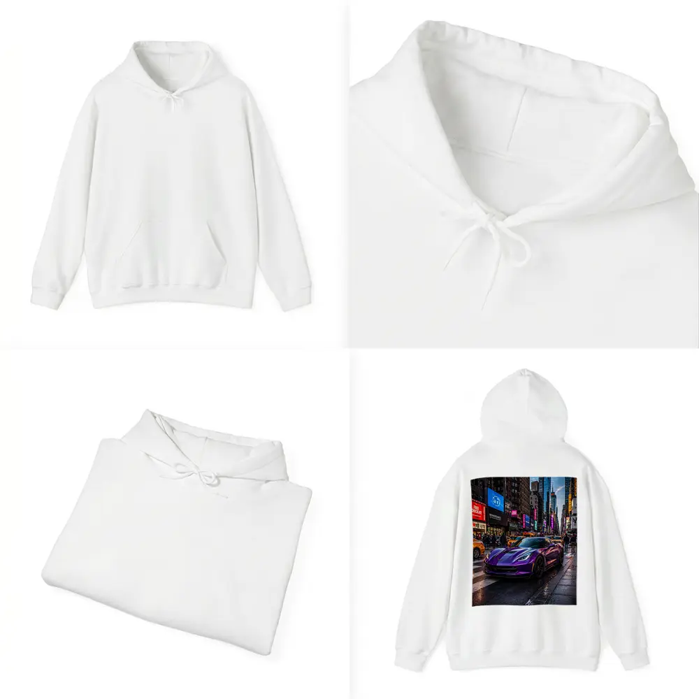 Purple Chevrolet Corvette Times Square New York – Hoodies