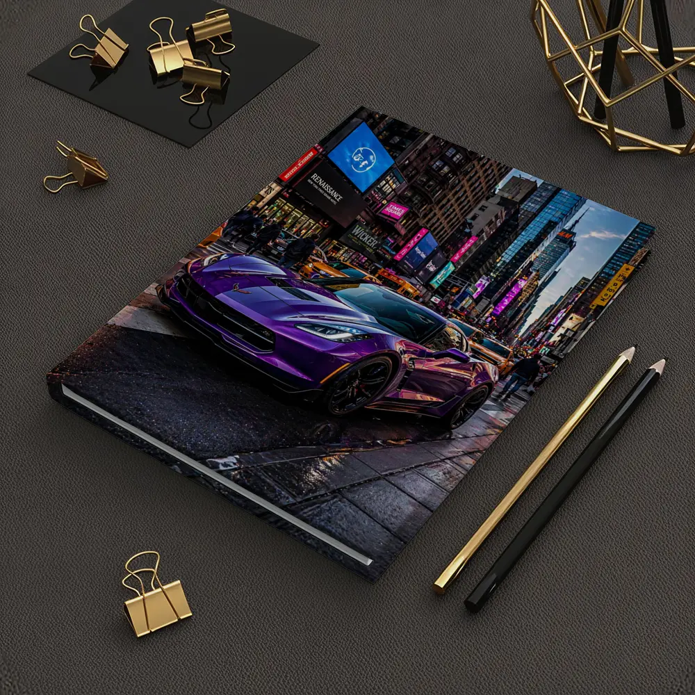 Purple Chevrolet Corvette Times Square New York – Notebooks
