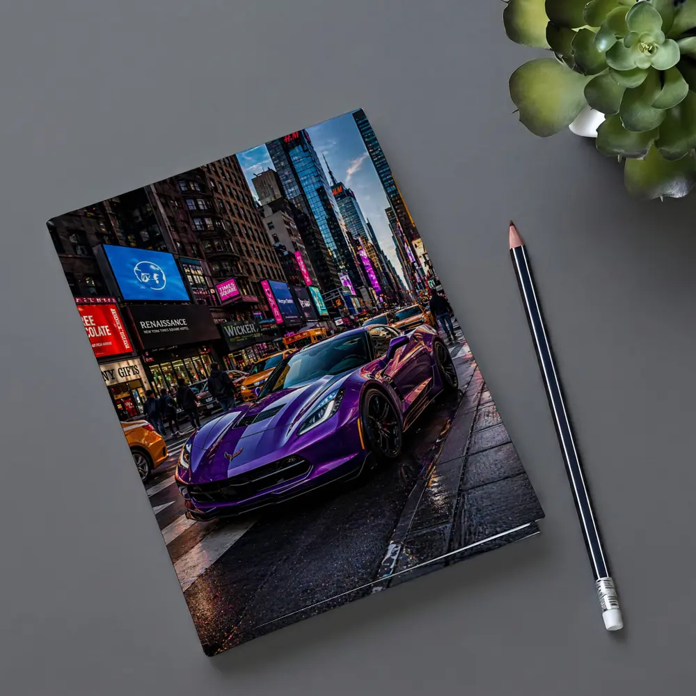 Purple Chevrolet Corvette Times Square New York – Notebooks