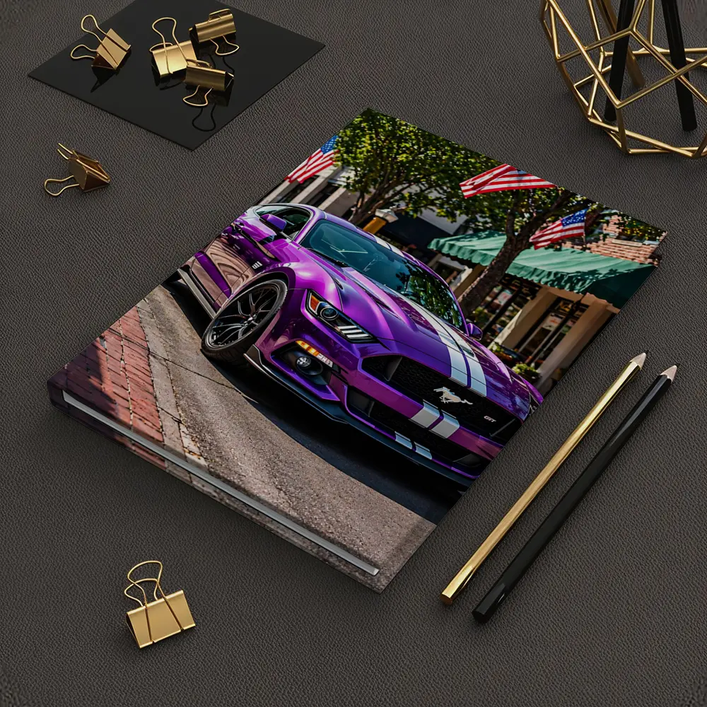 Purple Ford Mustang GT American Flag Street – Notebooks