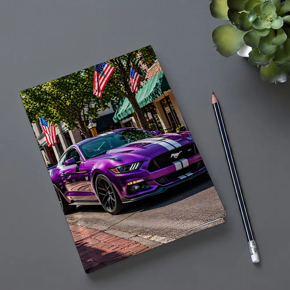 Purple Ford Mustang GT American Flag Street – Notebooks