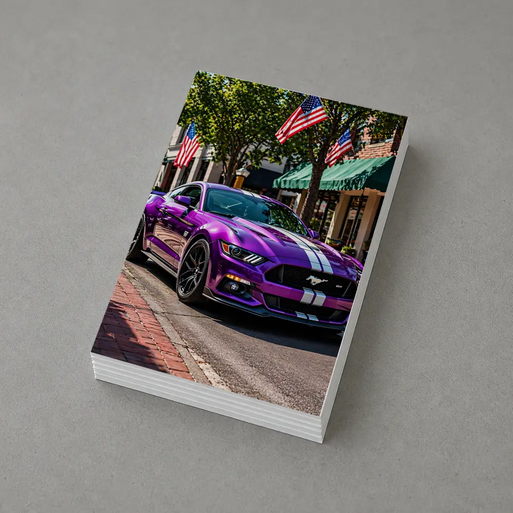 Purple Ford Mustang GT American Flag Street – Postcards