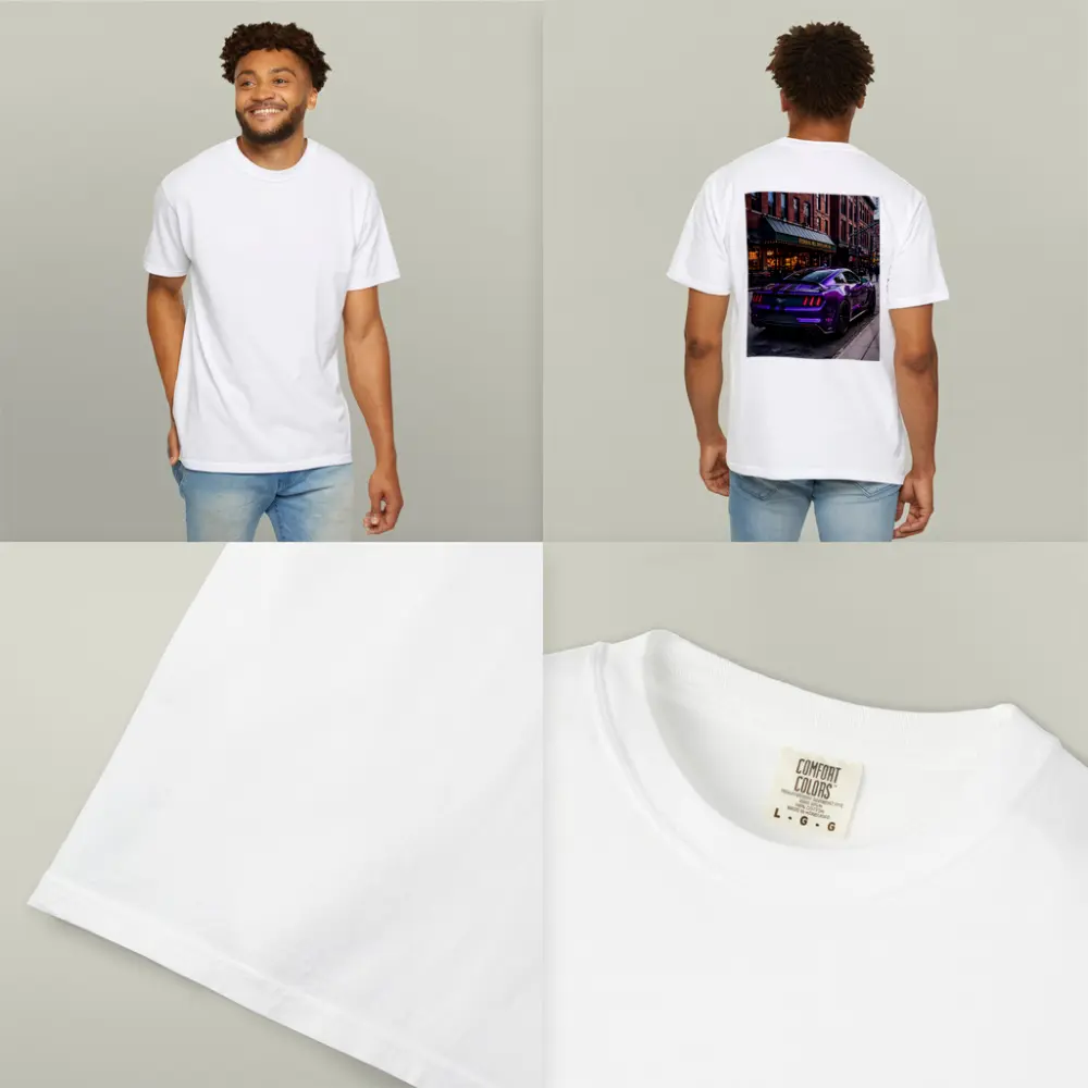 Purple Ford Mustang Street Urban City Scene – T-Shirts