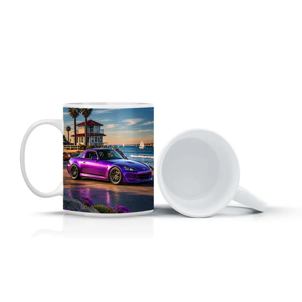 Purple Honda S2000 Coastal California Beach Setting – Mugs