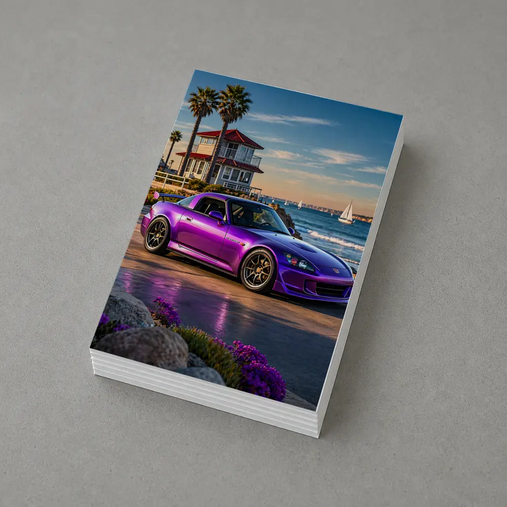 Purple Honda S2000 Coastal California Beach Setting – Postcards