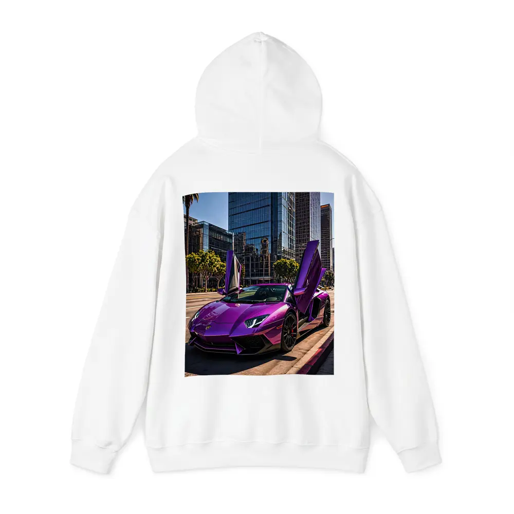 Purple Lamborghini Aventador Los Angeles City Street – Hoodies