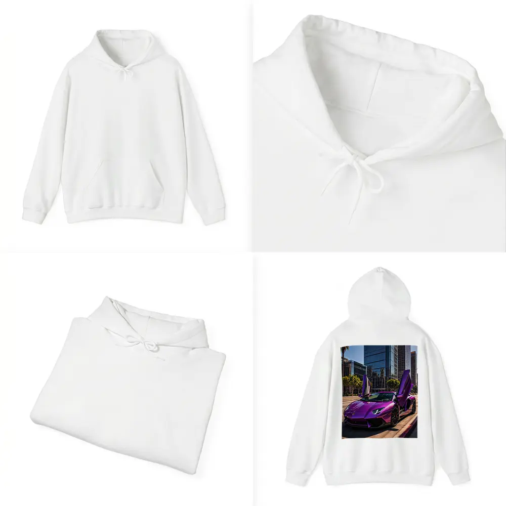 Purple Lamborghini Aventador Los Angeles City Street – Hoodies