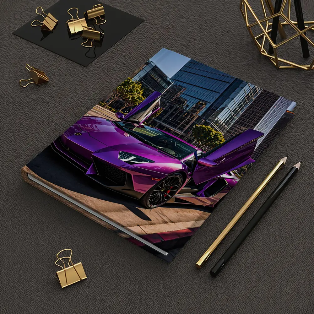 Purple Lamborghini Aventador Los Angeles City Street – Notebooks