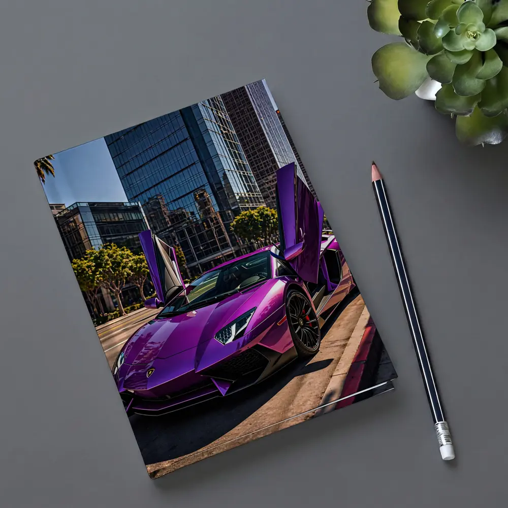 Purple Lamborghini Aventador Los Angeles City Street – Notebooks