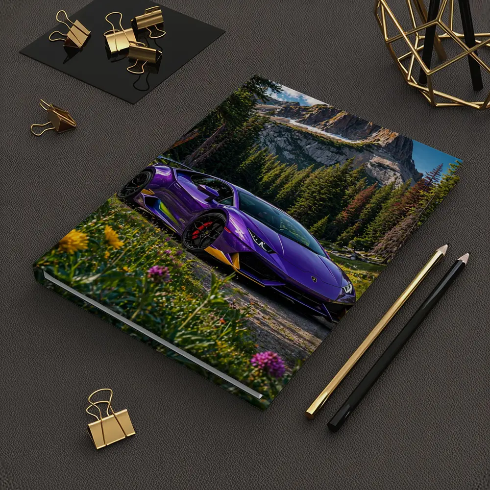 Purple Lamborghini Huracan Mountain Forest Setting – Notebooks
