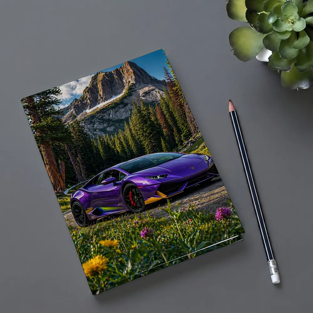 Purple Lamborghini Huracan Mountain Forest Setting – Notebooks