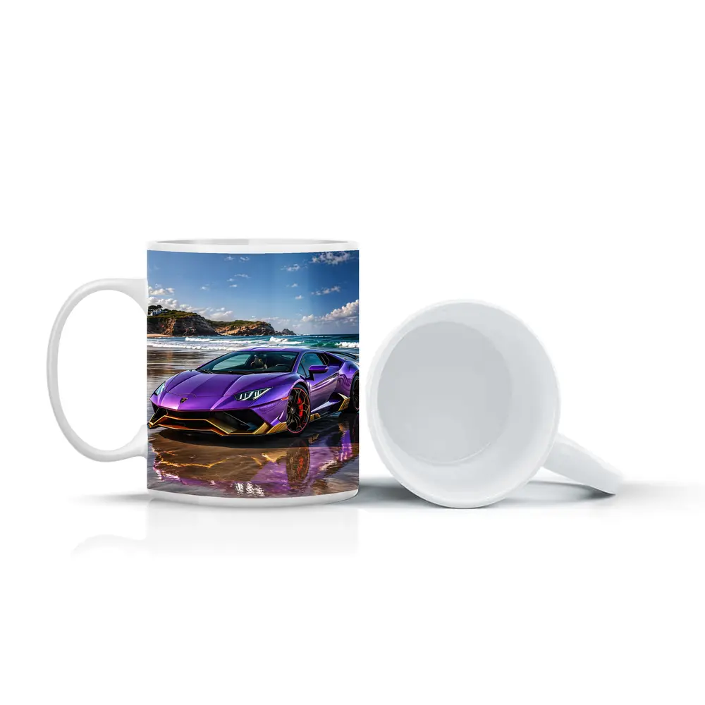 Purple Lamborghini Huracan Evo On Beach – Mugs