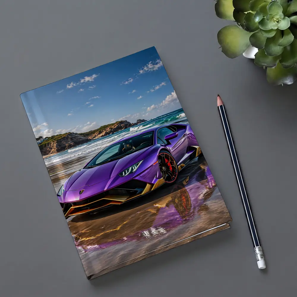 Purple Lamborghini Huracan Evo On Beach – Notebooks