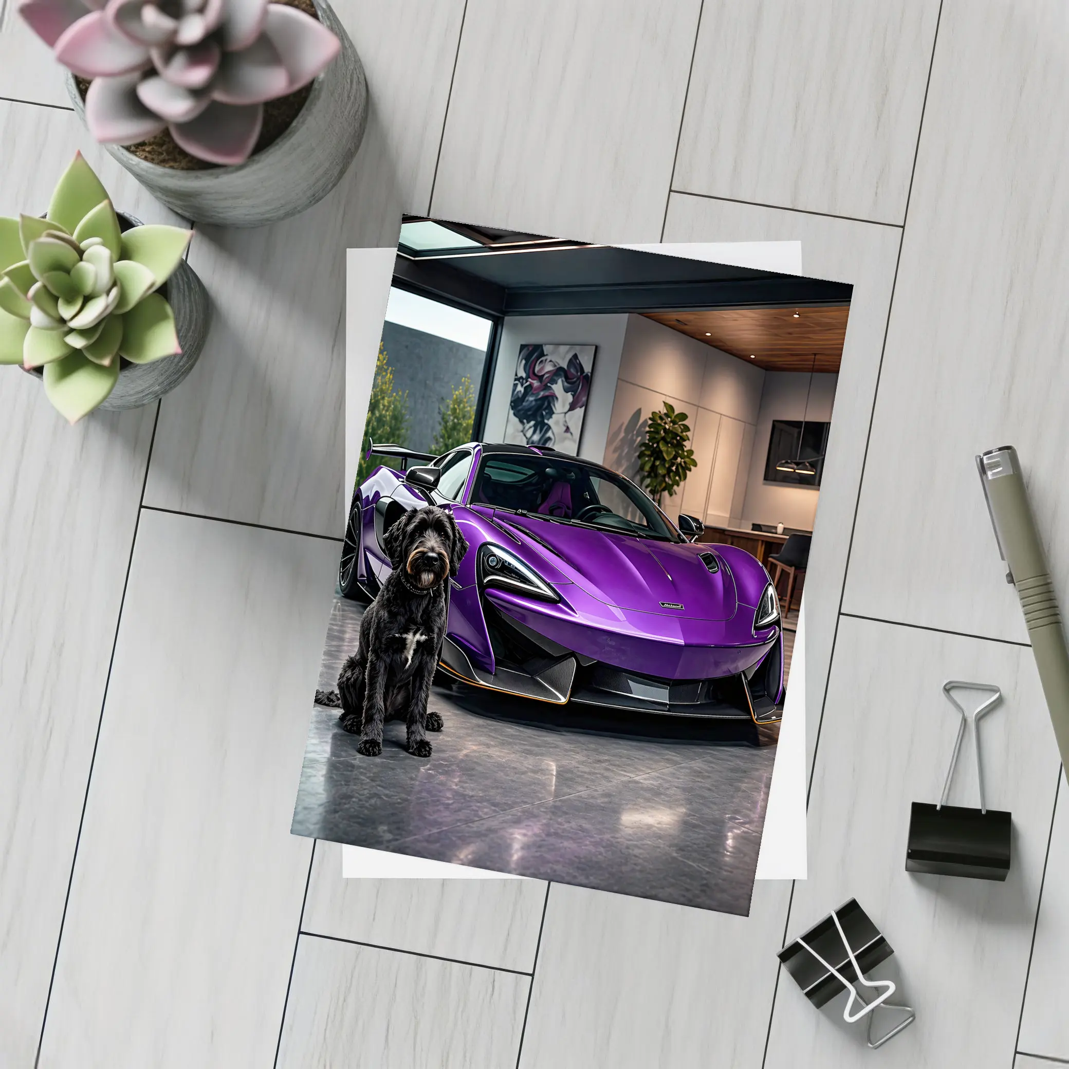 Purple McLaren 600LT Dog Luxury Garage – Postcards