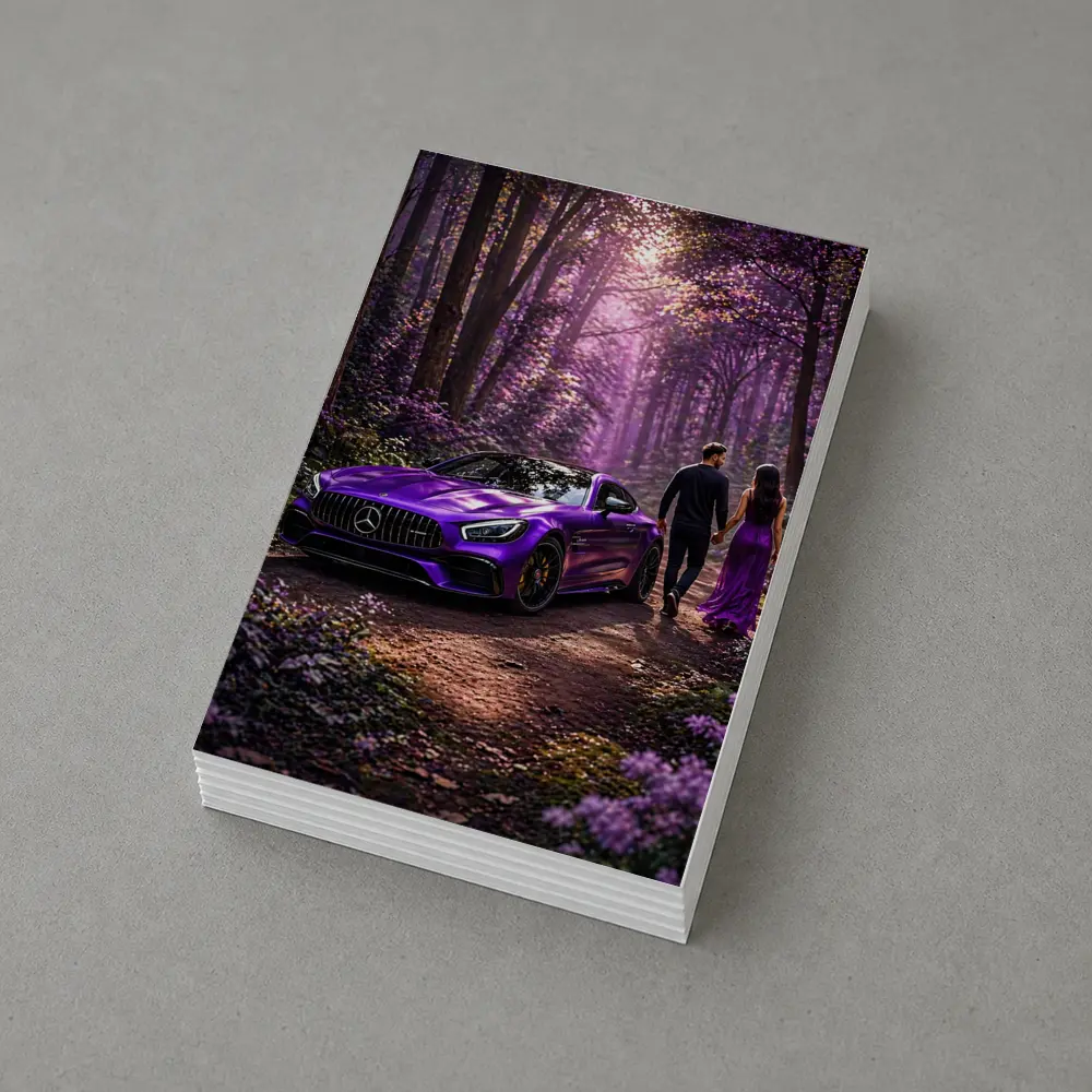 Purple Mercedes AMG GT Forest Couple – Postcards