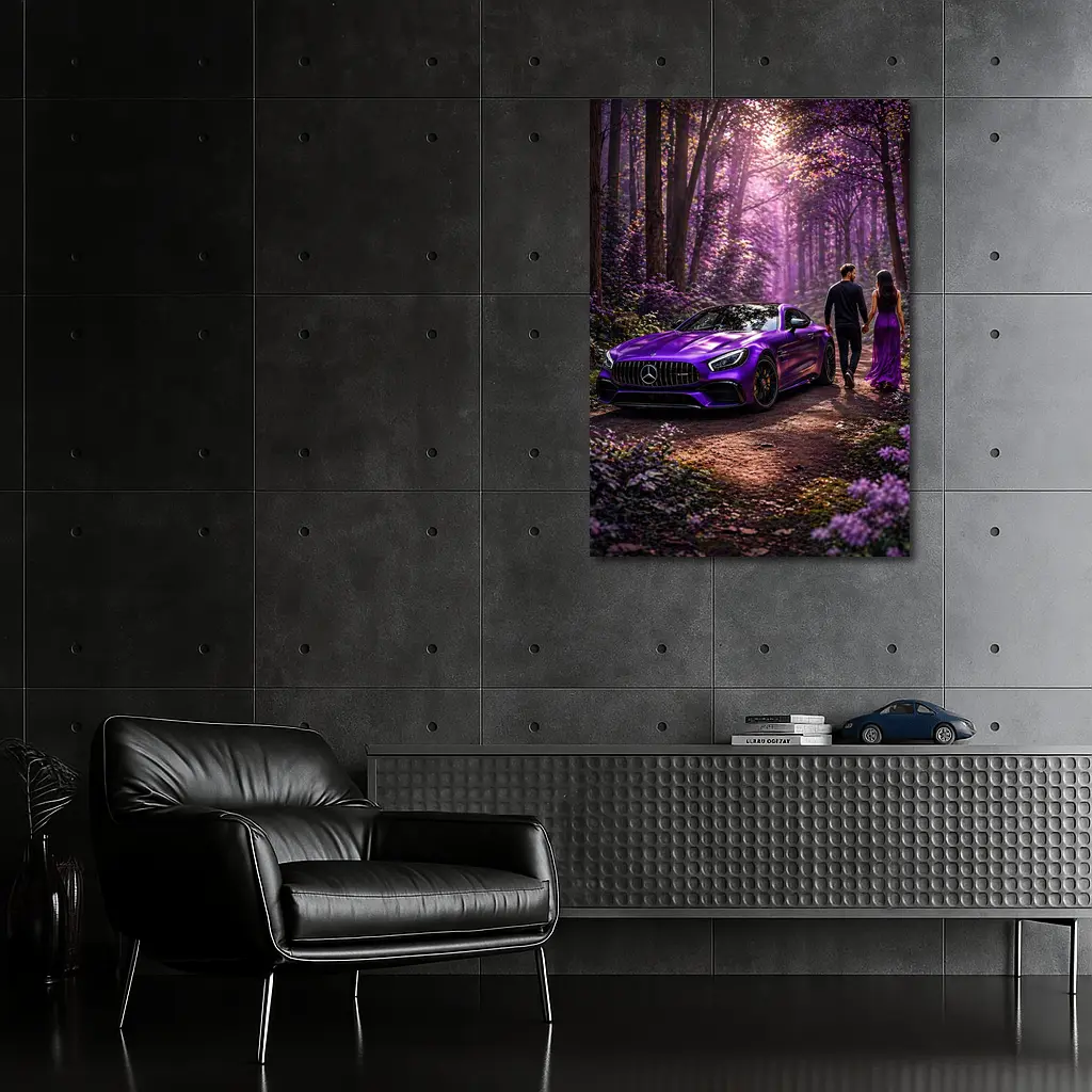 Purple Mercedes AMG GT Forest Couple – Wall Art
